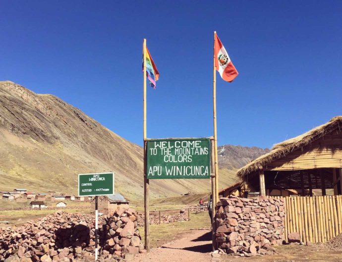 Rainbow Mountain hike. Entrance to national park