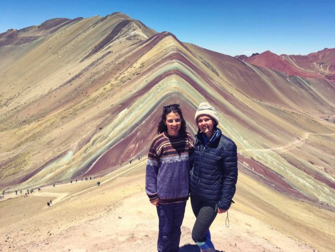 Rainbow Mountain hike. Me and Rachel at top