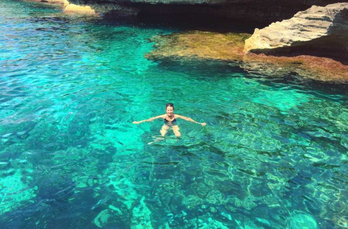 Cala Blanca, Menorca, swimming in the cove