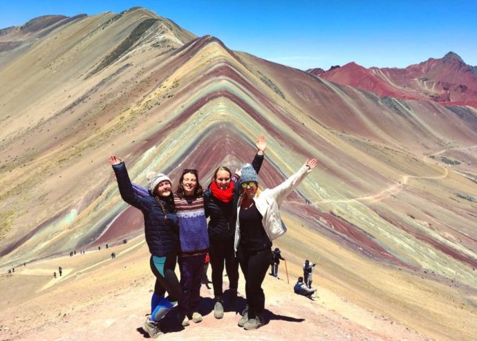 Rainbow Mountain hike. Group picture at the top