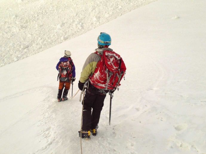 Climbing Huayna Potosi. Day 3 descent me and Rachel 