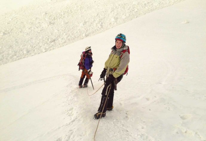 Climbing Huayna Potosi. Day 3 descent me and Rachel 