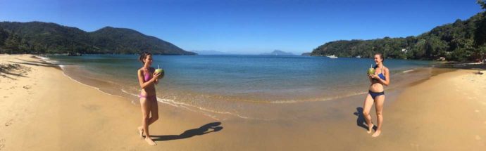 6 things to do on Ilha Grande. Me and Rachel coconuts