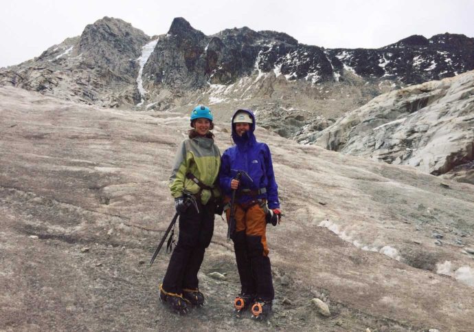 Climbing Huayna Potosi. Day 1 me and Rachel on glacier