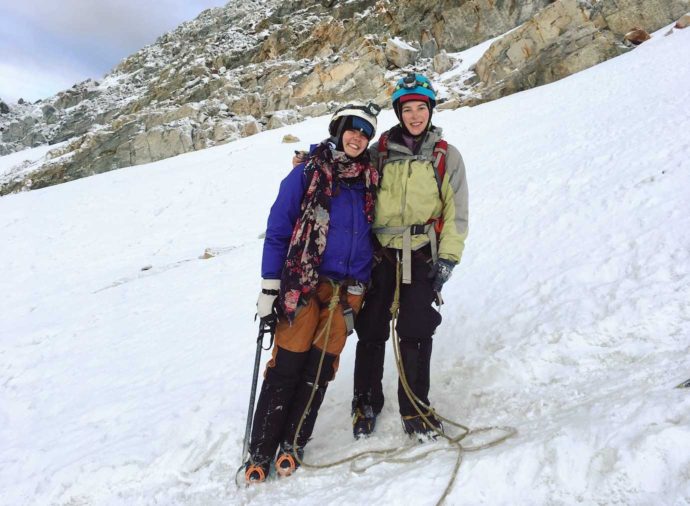 Climbing Huayna Potosi. Day 3 me and Rachel back at high camp in our gear