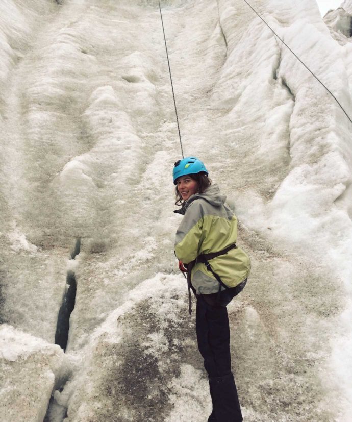 Climbing Huayna Potosi. Day 1 me climbing an ice wall