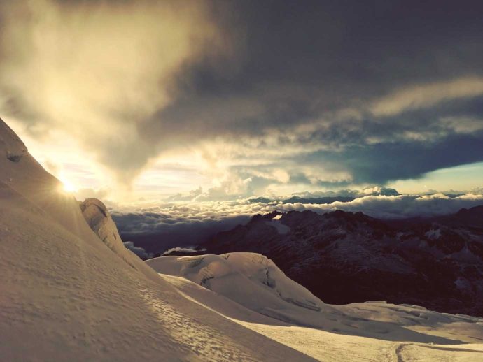 Climbing Huayna Potosi. Day 3 sunrise