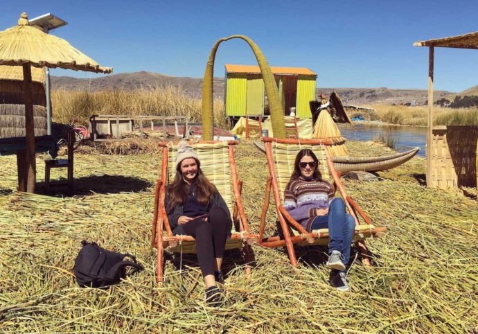 overview of lake Titicaca. uros islands me and Rachel