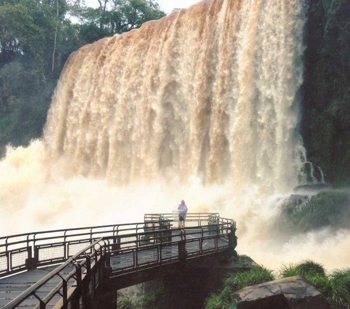 The Iguazu Falls - Visiting both sides. Argentinean side. Lower circuit. Me super close to waterfall