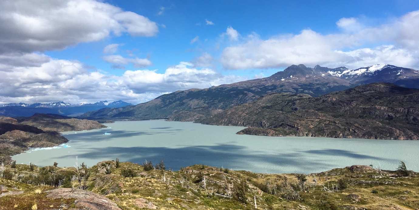 lake grey Torres del Paine W trek