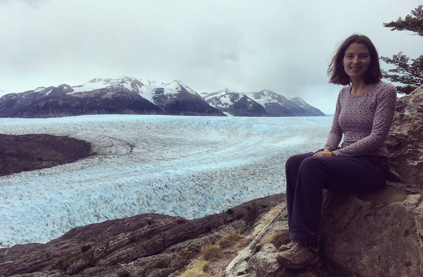 me at grey glacier Torres del Paine W trek