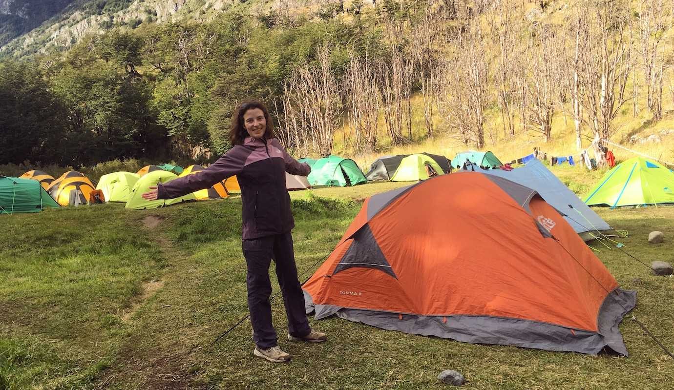 me and tent camping Torres del Paine W trek