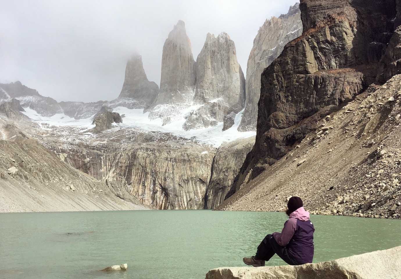 me at the towers Torres del Paine W trek