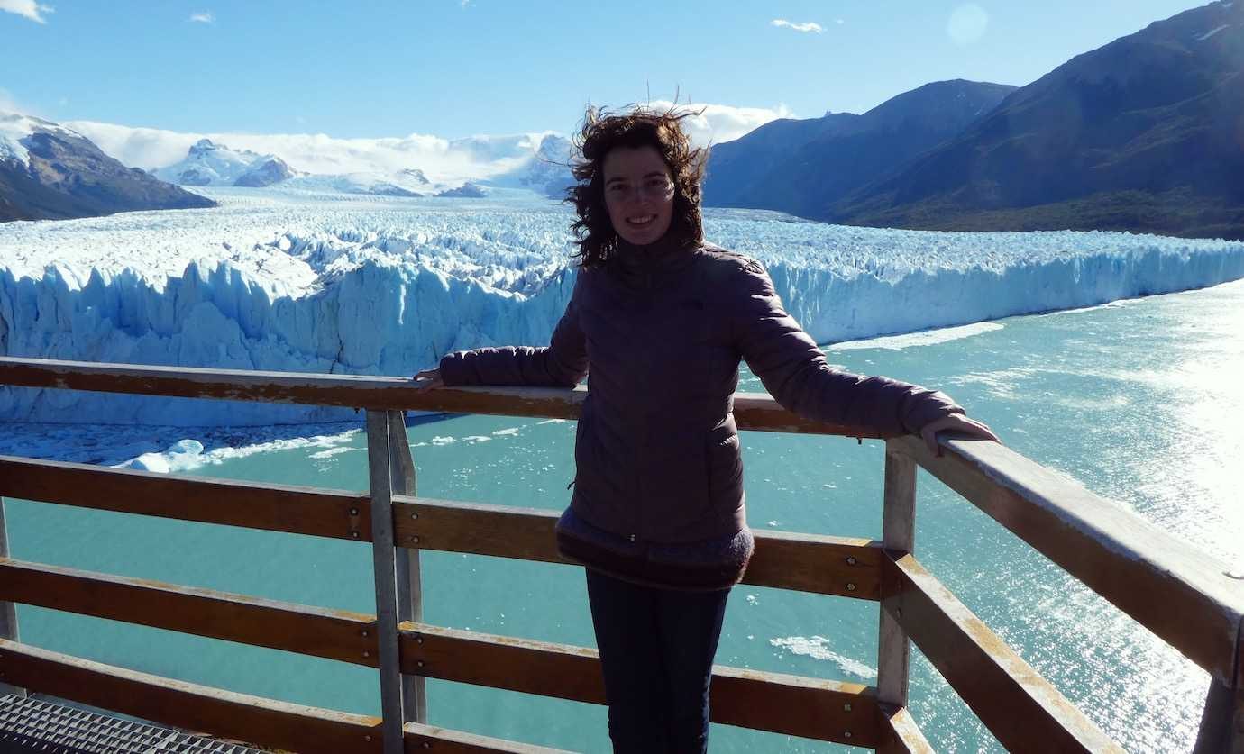 me at perito moreno glacier. Glacier in background