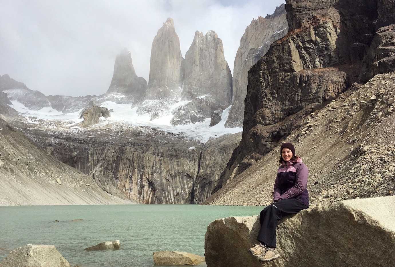 me at towers Torres del Paine W trek