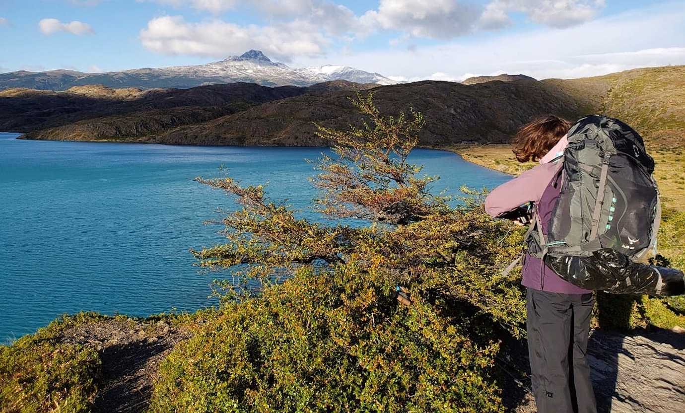 me with blue lake Torres del Paine W trek