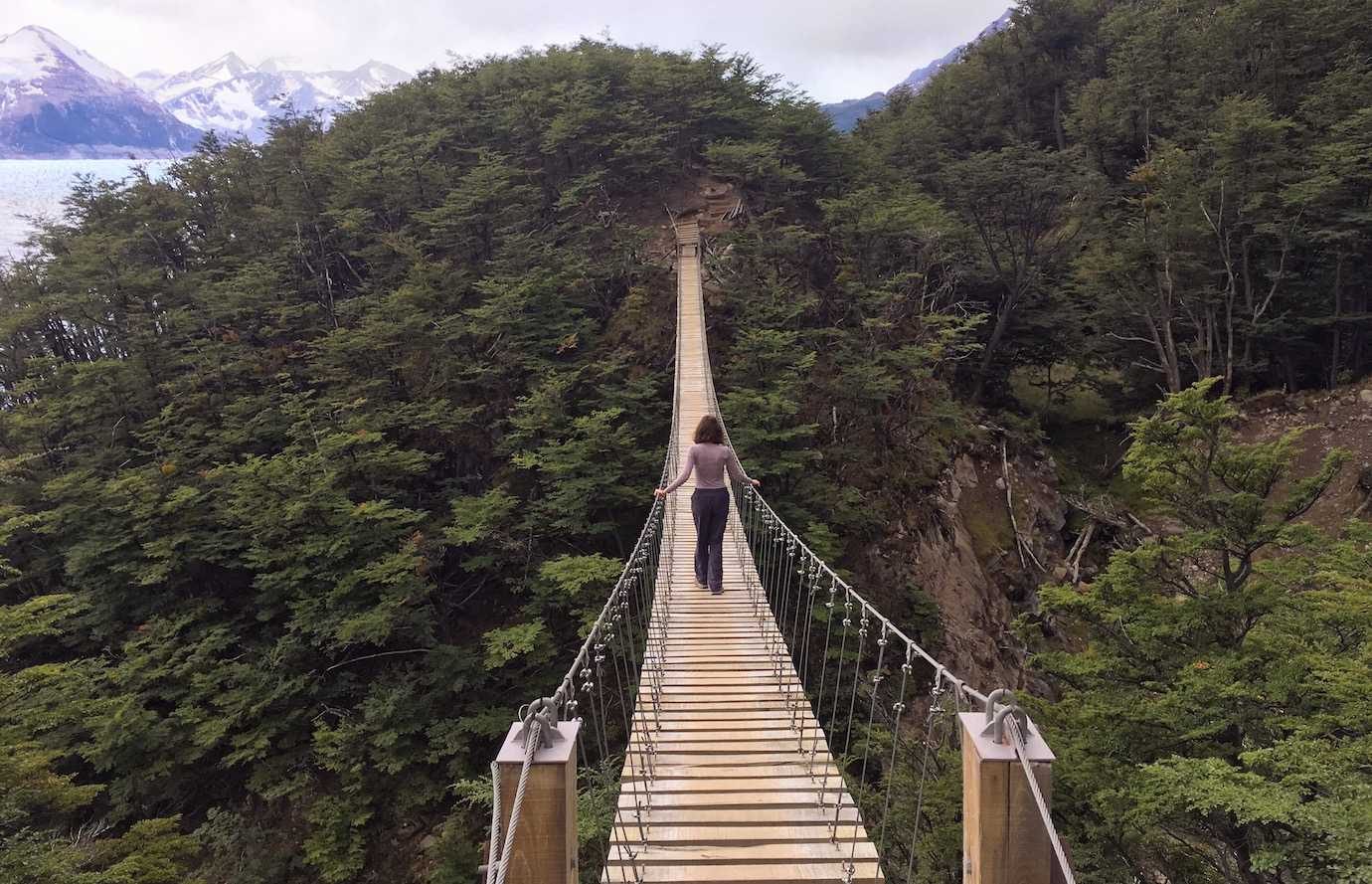 me on hanging bridge Torres del Paine W trek