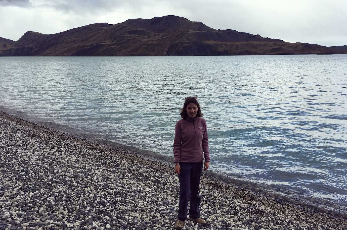 me at shore of Nordenskjold lake Torres del Paine W trek