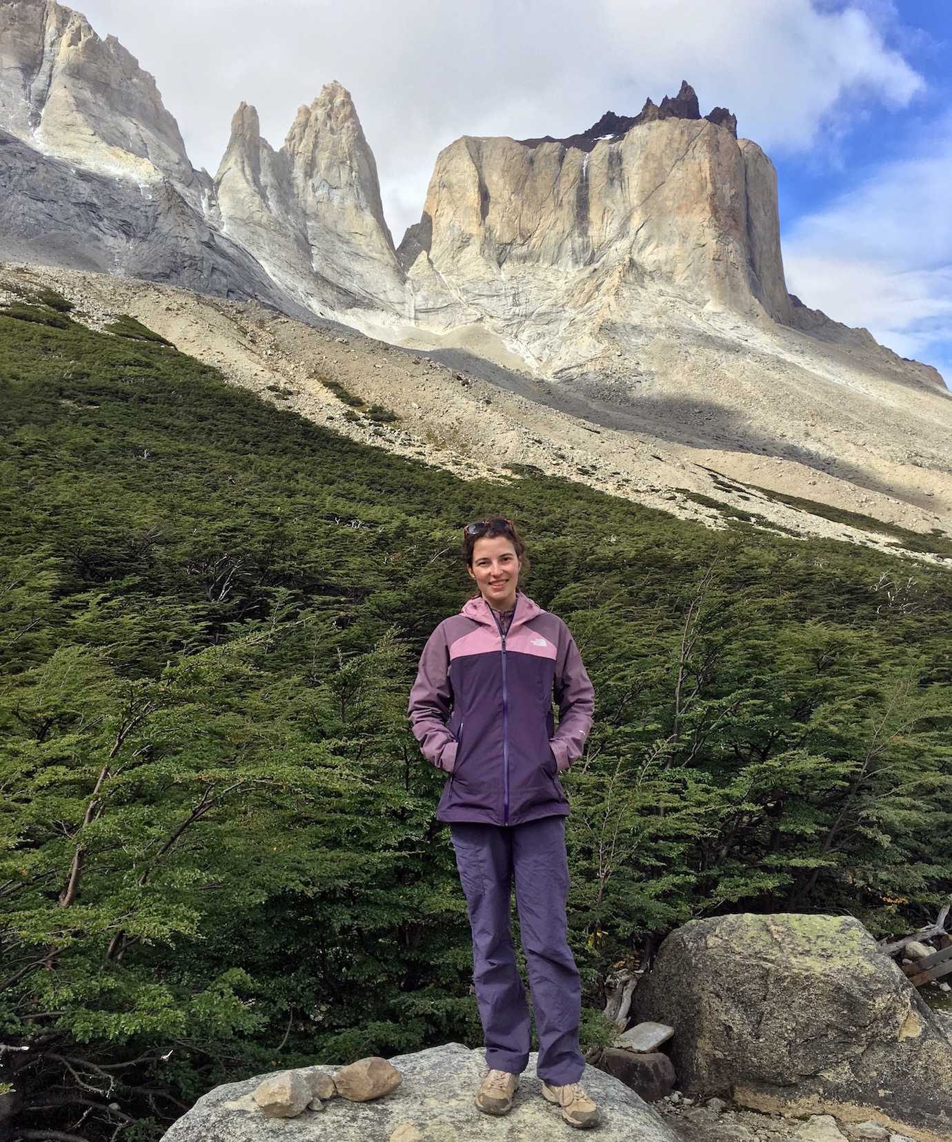 me at mirador britanico Torres del Paine W trek