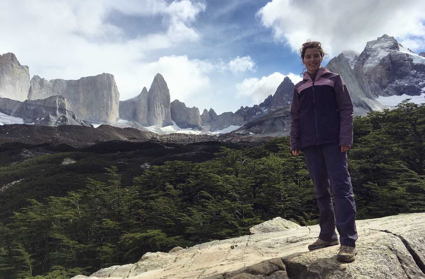 me at mirador britanico Torres del Paine W trek