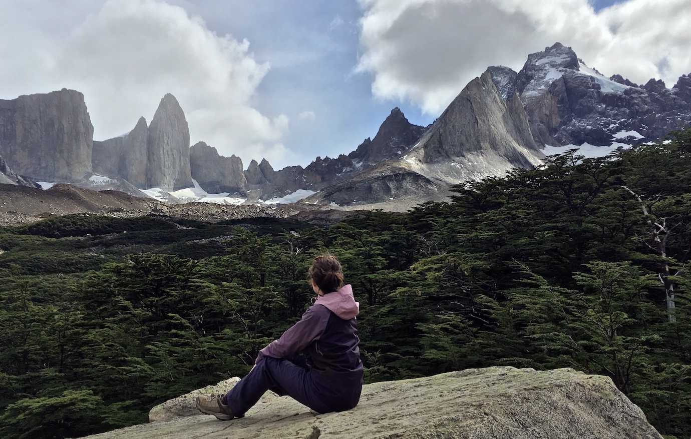 me at mirador britanico Torres del Paine W trek