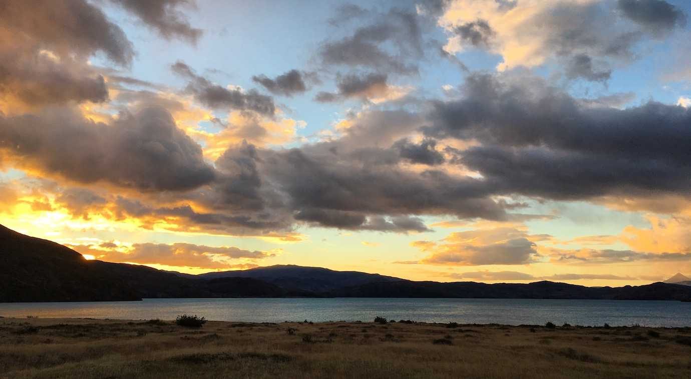 sunrise over lake pekoe Torres del Paine W trek