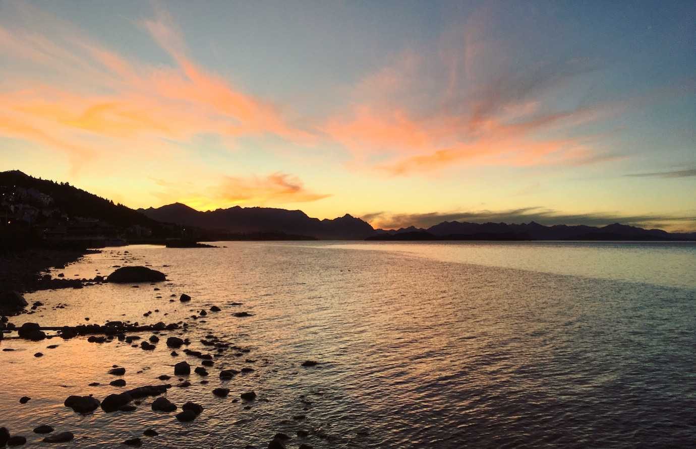 sunset by lake in Bariloche