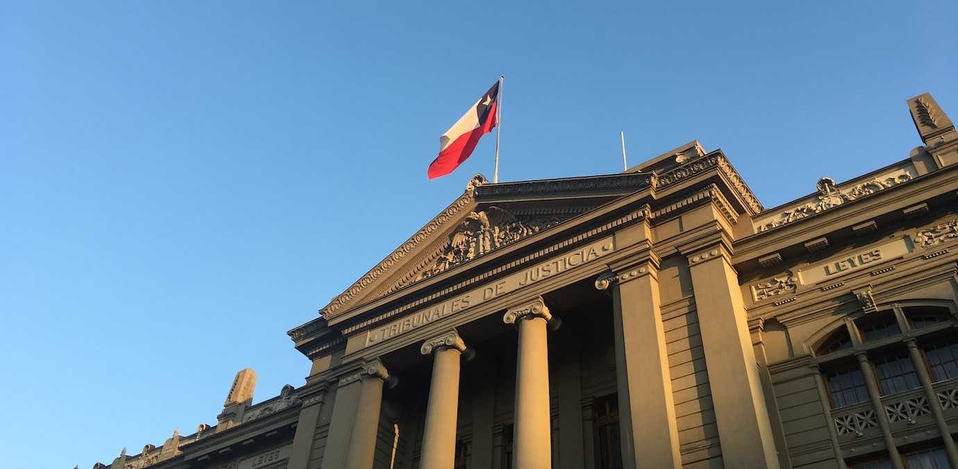 building and chilean flag santiago