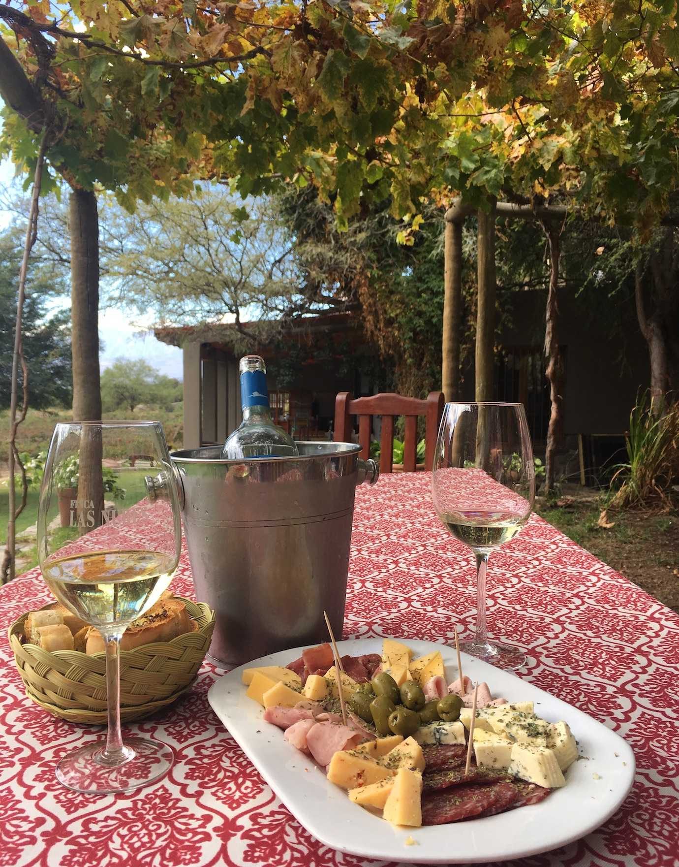 lunch spread at finca las nubes cafayate