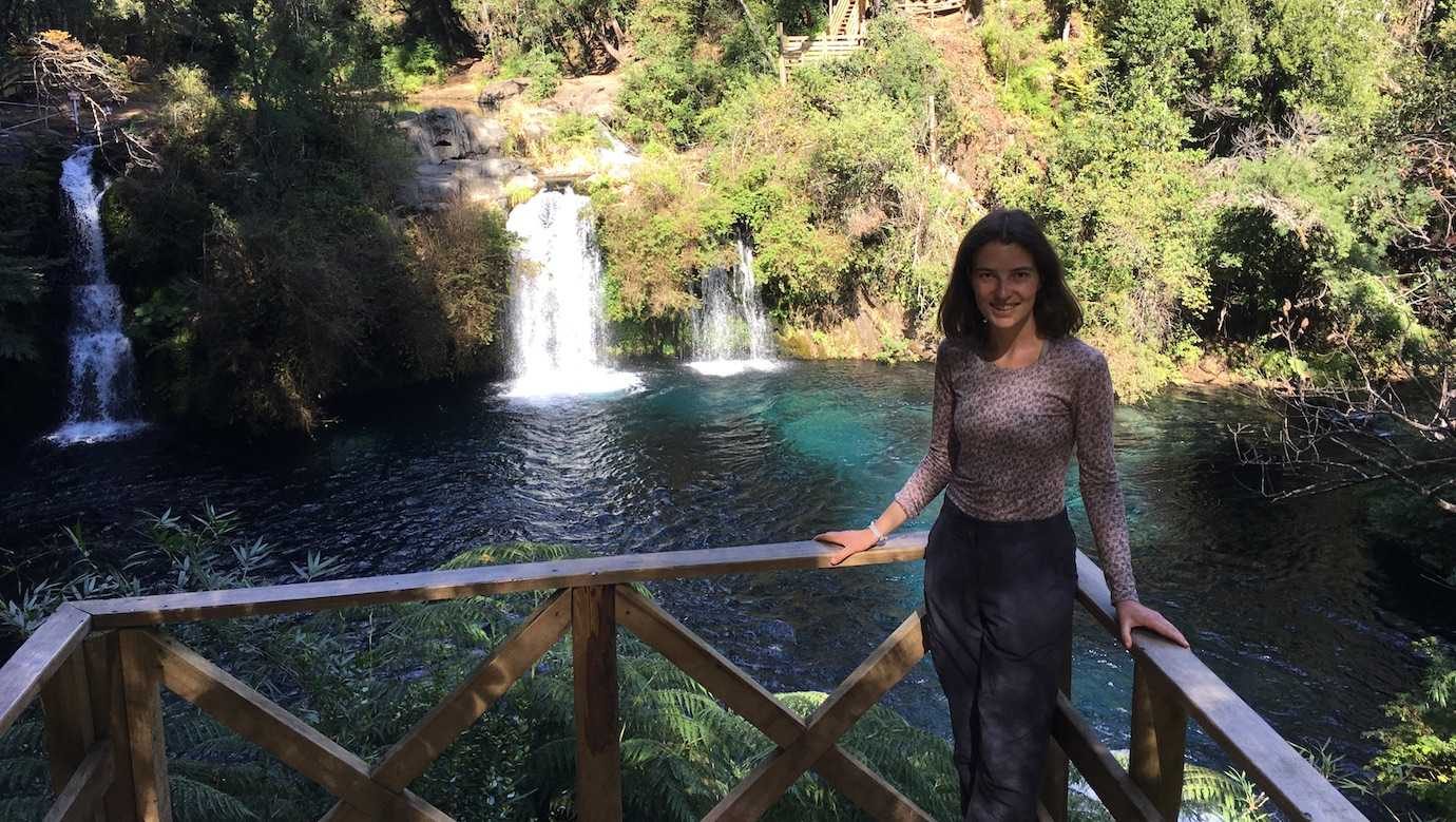 me at ojos del caburgua waterfalls pucon