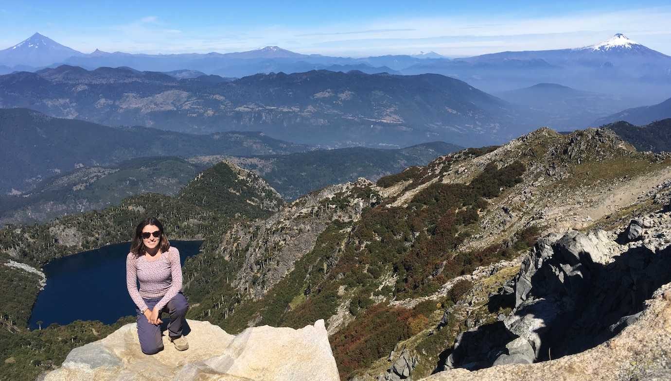 me at top of san Sebastian pucon hike