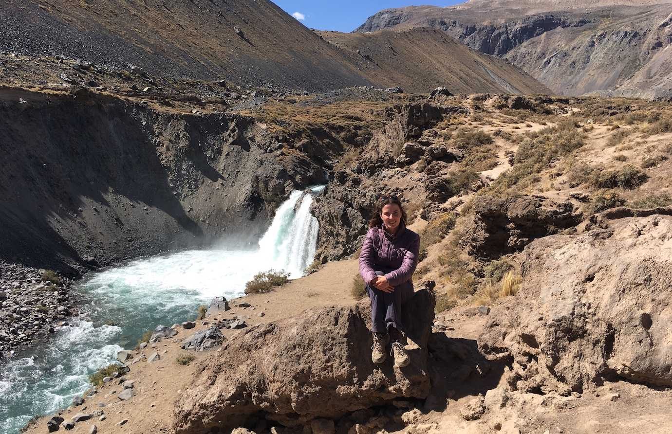 me at waterfall cajon del maipo santiago