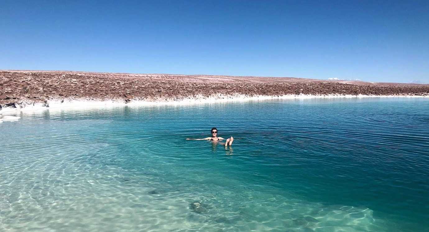 On this Day: Floating in the Baltinache Lagoons in the Atacama Desert