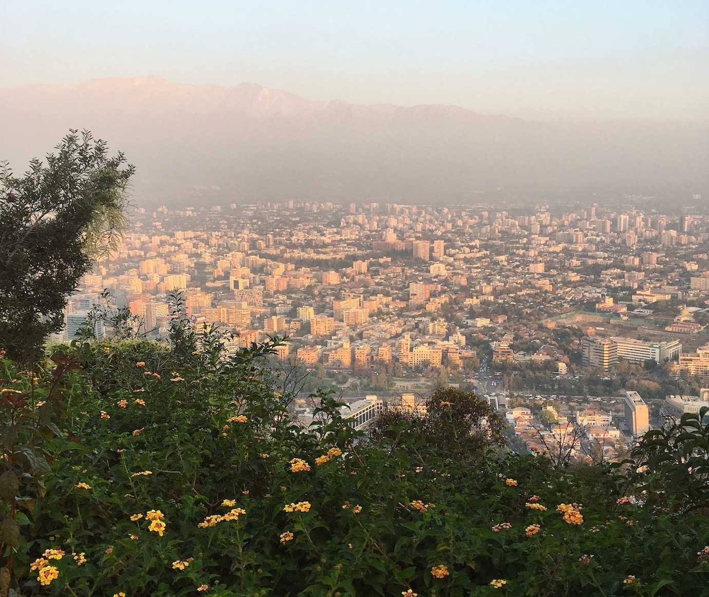 santiago at sunset from san cristobal