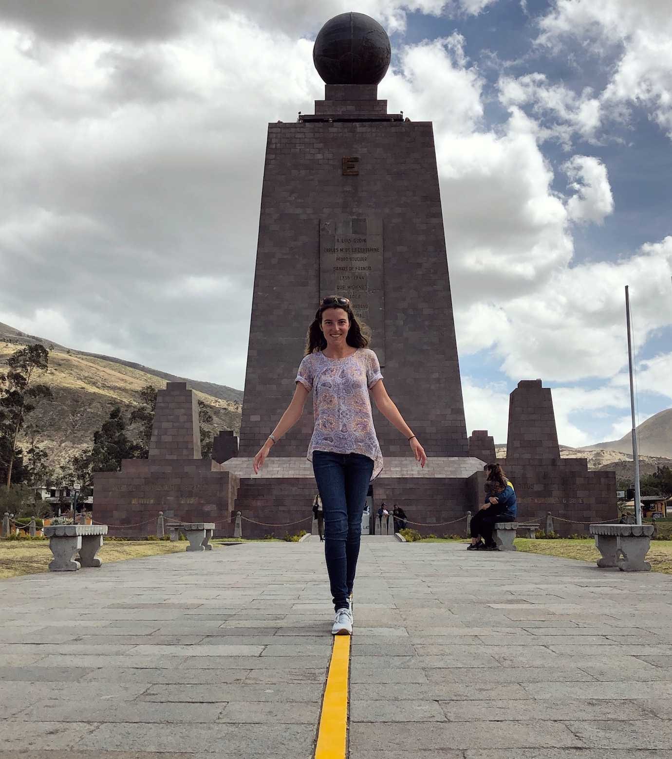 me walking the equator line quito