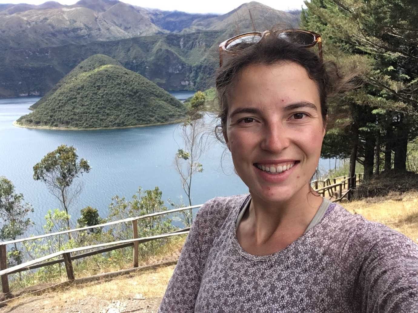 lunch spot selfie laguna cuicocha otavalo