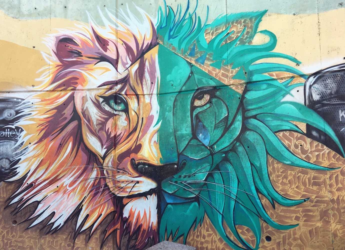lion street art comuna 13 medellin