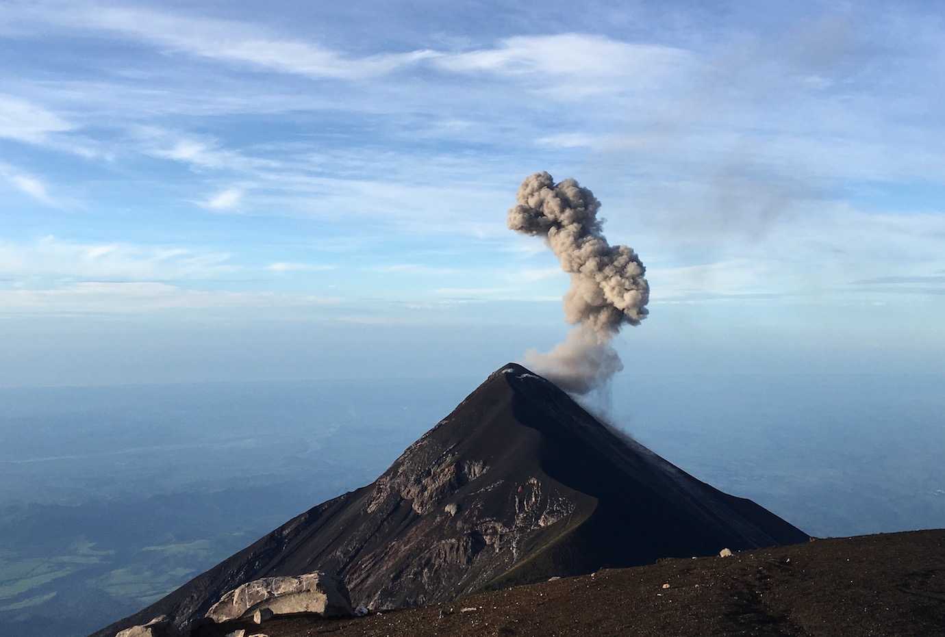 fuego erupting day acatenango hike