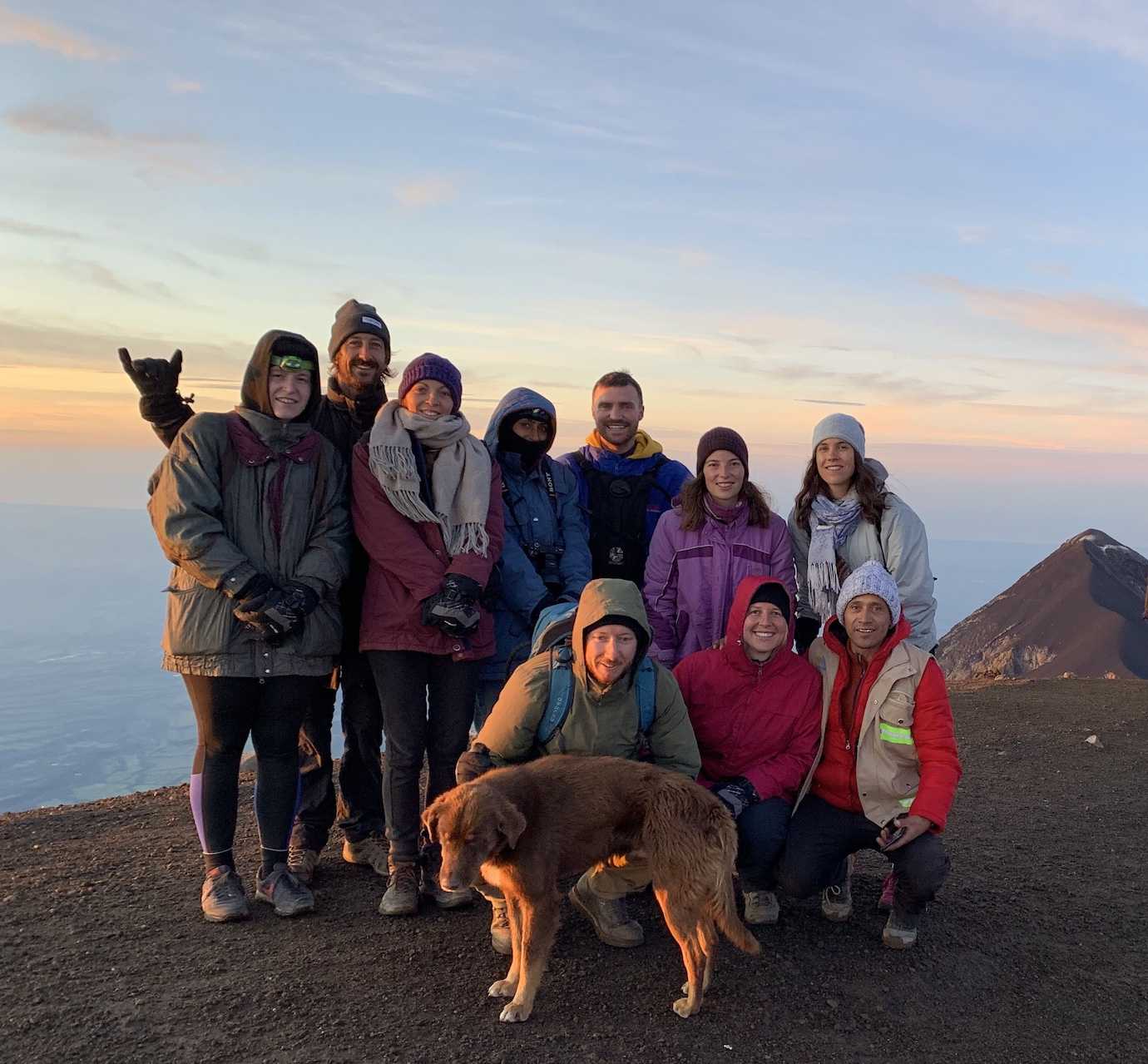 group sunrise pic acatenango hike