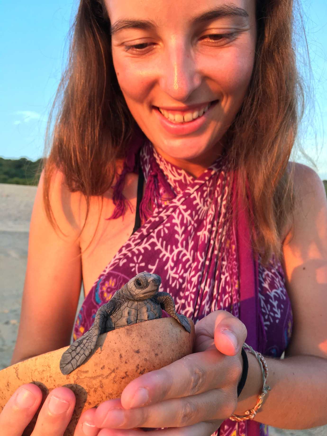 me holding turtle playa bacocho puerto escondido